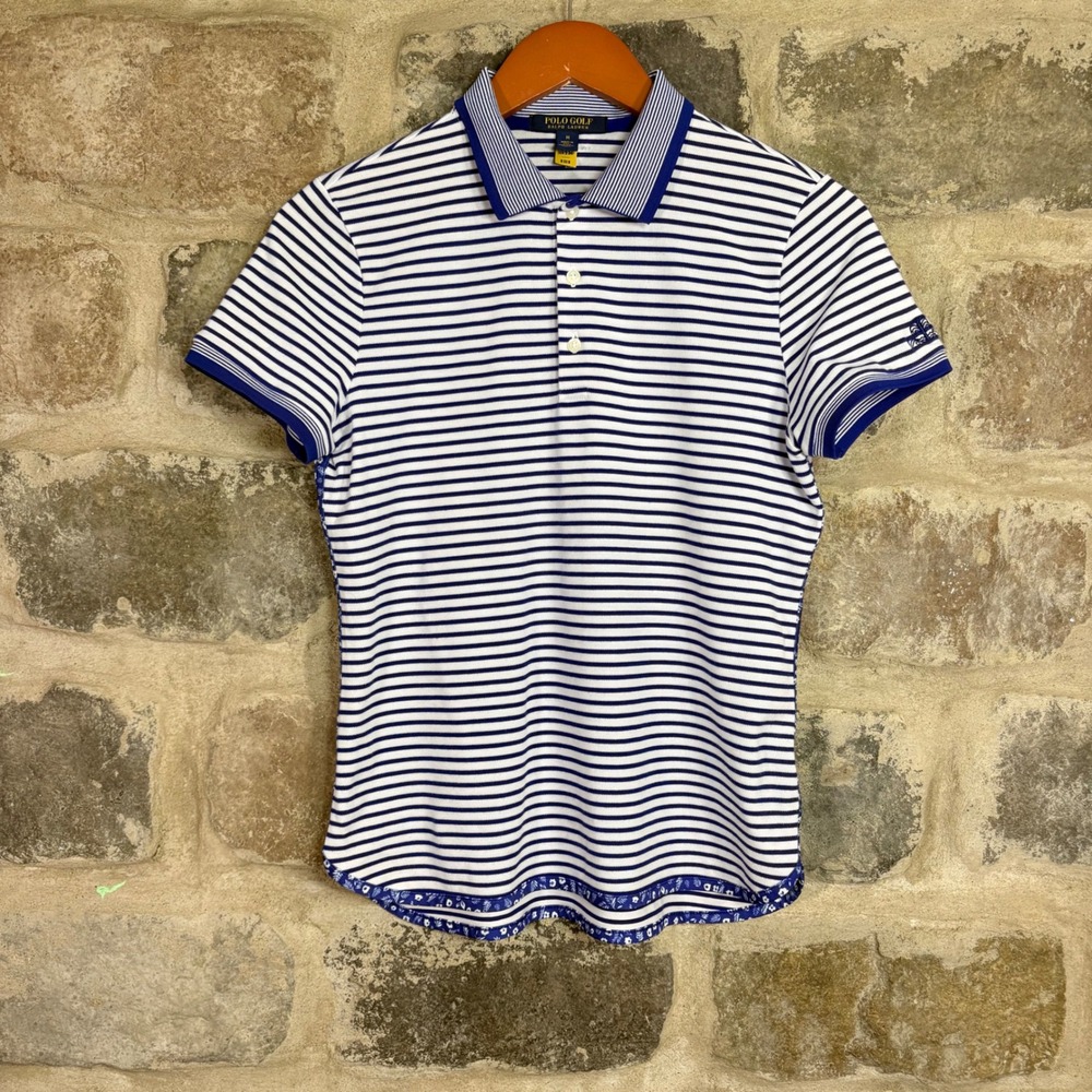 Polo Golf Ralph Lauren Women Tailored Fit Shirt Navy White Medium Daniel Island